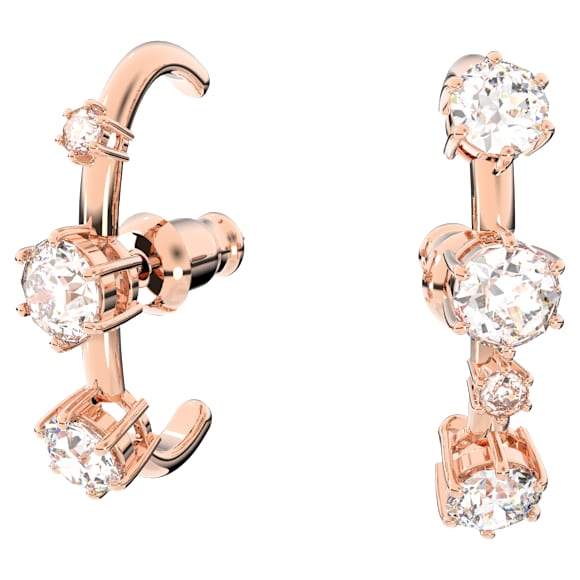 Constella 耳廓耳环, 非对称设计, 圆形切割, 白色, 镀玫瑰金色调 - Swarovski, 5620130