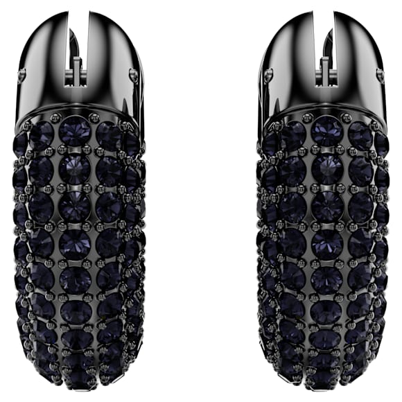 Dextera ต่างหูแบบห่วง, ขนาดเล็ก, ดำ, เคลือบรูทีเนียม - Swarovski, 5620222