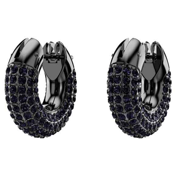 Dextera ต่างหูแบบห่วง, ขนาดเล็ก, ดำ, เคลือบรูทีเนียม - Swarovski, 5620222