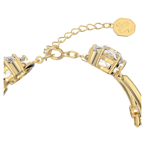 Constella 双圈手镯, 圆形切割, 白色, 镀金色调 - Swarovski, 5620395