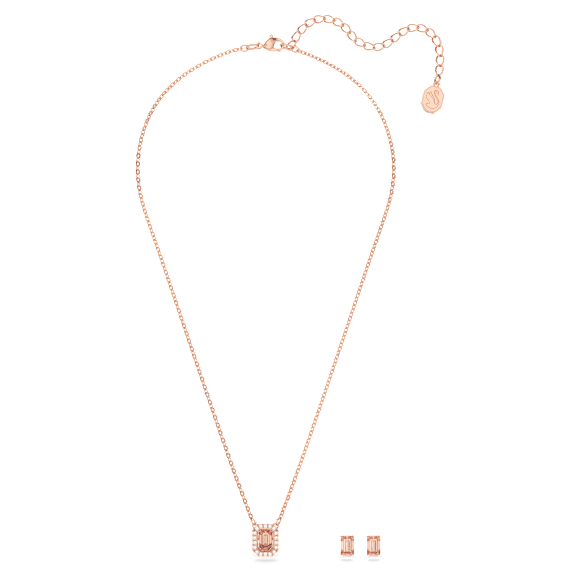 Parure Millenia, Taille octogonale, Rose, Placage de ton or rosé - Swarovski, 5620548
