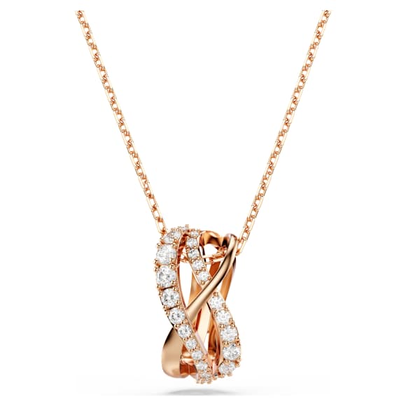 Twist necklace, White, Rose gold-tone plated - Swarovski, 5620549