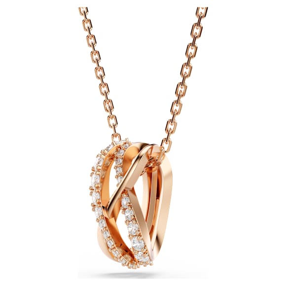 Twist necklace, White, Rose gold-tone plated - Swarovski, 5620549