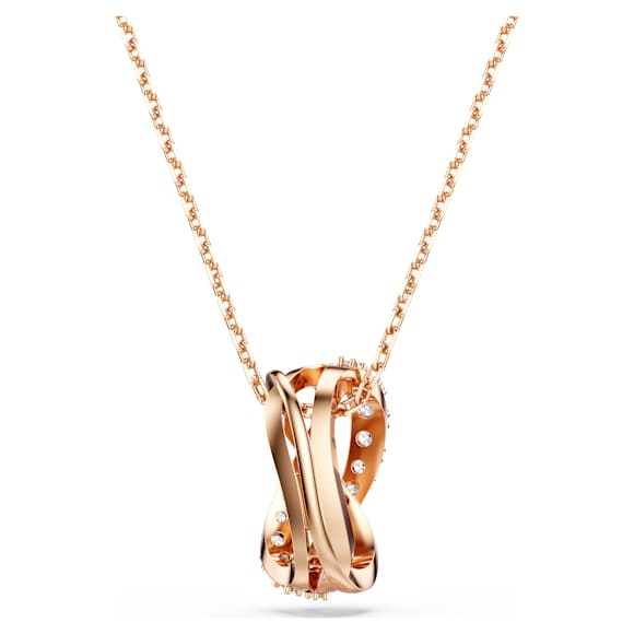Twist necklace, White, Rose gold-tone plated - Swarovski, 5620549