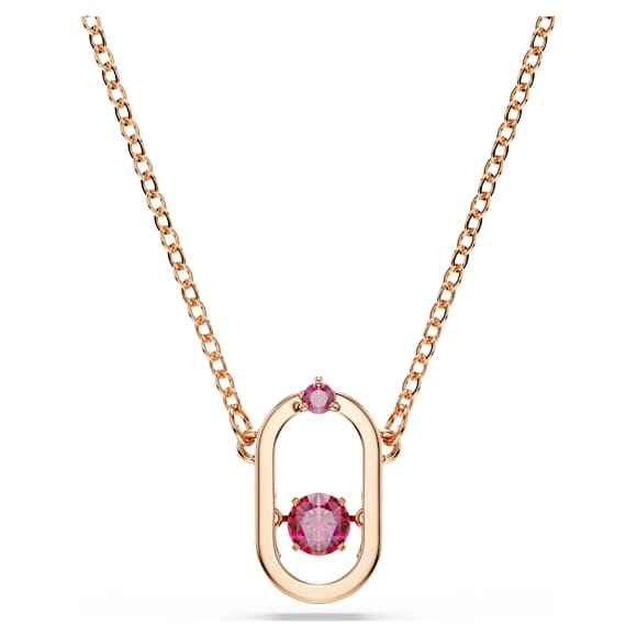 Pingente Una, Lapidação redonda, Modelo oval, Vermelho, Lacado a rosa dourado - Swarovski, 5620550
