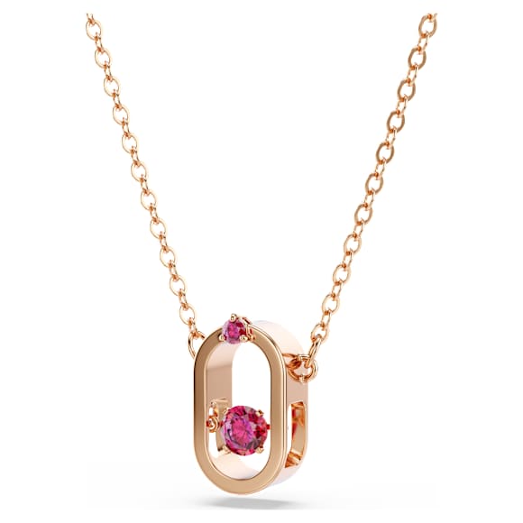 Colgante Una, Talla redonda, Forma ovalada, Rojo, Baño tono oro rosa - Swarovski, 5620550