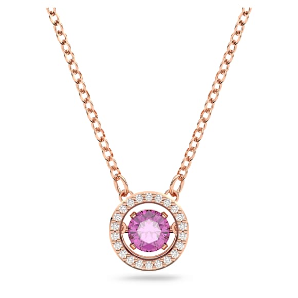 Una pendant, Round cut, Long, Purple, Rose gold-tone plated - Swarovski, 5620551