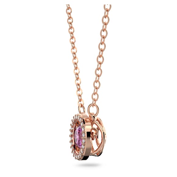 Una pendant, Round cut, Long, Purple, Rose gold-tone plated - Swarovski, 5620551