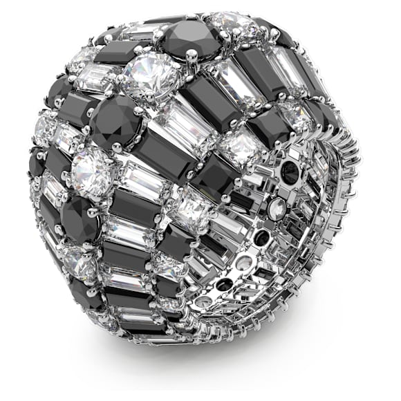 Bague cocktail Hyperbola, Tailles variées, Noire, Métal rhodié - Swarovski, 5620656