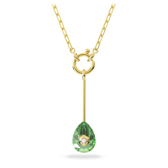 Numina Y 型链坠, 绿色, 镀金色调 - Swarovski, 5622098