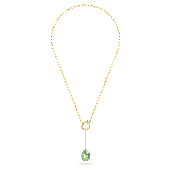 Numina Y 型链坠, 绿色, 镀金色调 - Swarovski, 5622098