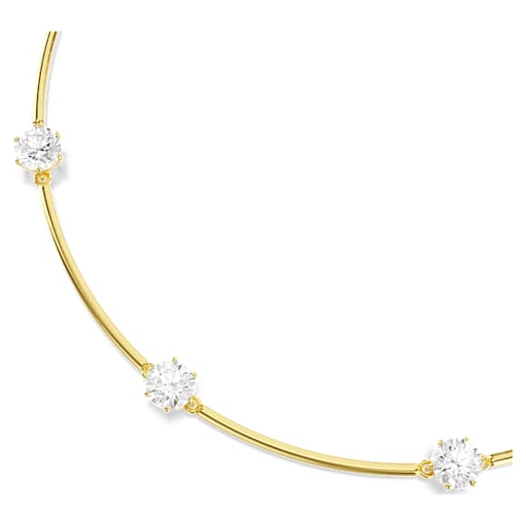 Constella 束颈项链, 圆形切割, 白色, 闪耀的镀金色调 - Swarovski, 5622720