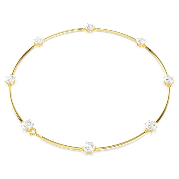 Constella 束颈项链, 圆形切割, 白色, 闪耀的镀金色调 - Swarovski, 5622720