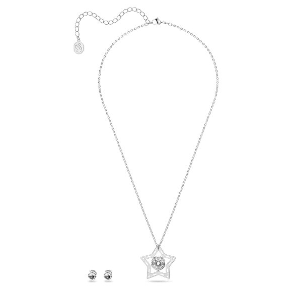 Stella 套裝, 混合式切割, 星星, 白色, 鍍白金色 - Swarovski, 5622729