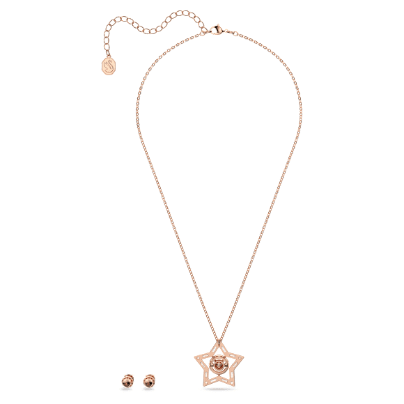 Stella 套装, 混合切割, 星星, 白色, 镀玫瑰金色调 - Swarovski, 5622730