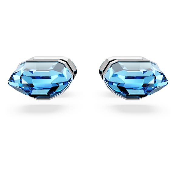 Lucent stud earrings, Blue, Rhodium plated - Swarovski, 5626606