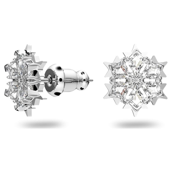 Magic 耳釘, 雪花, 白色, 鍍白金色 - Swarovski, 5627347