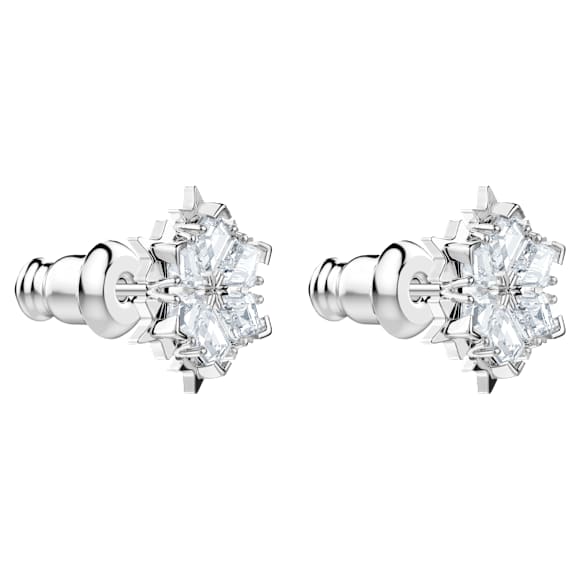 Magic 耳釘, 雪花, 白色, 鍍白金色 - Swarovski, 5627347