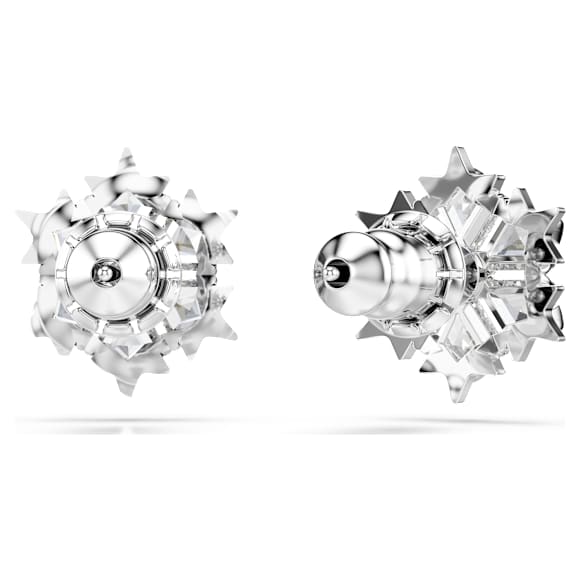Magic 耳釘, 雪花, 白色, 鍍白金色 - Swarovski, 5627347
