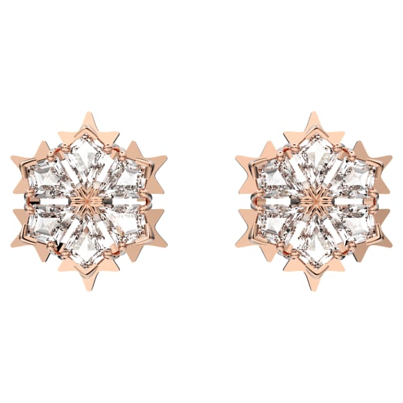 Magic 스터드 이어링, 눈꽃, 화이트, 로즈골드 톤 플래팅 - Swarovski, 5627348