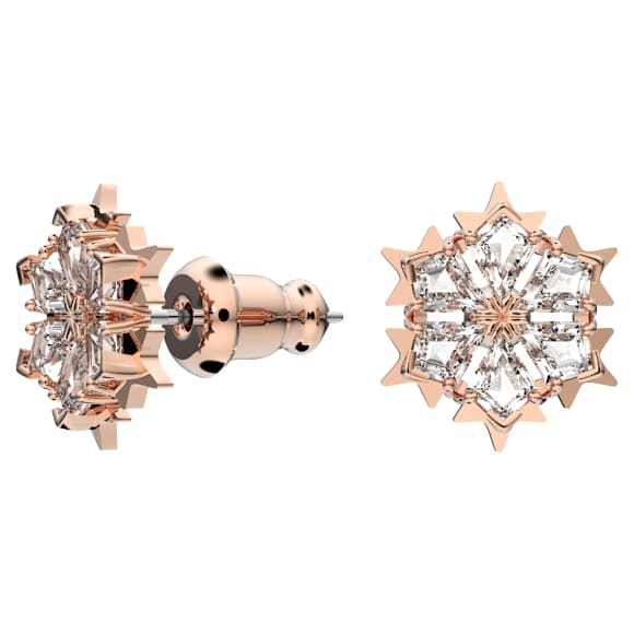 Magic 스터드 이어링, 눈꽃, 화이트, 로즈골드 톤 플래팅 - Swarovski, 5627348