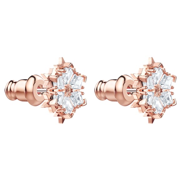 Magic 스터드 이어링, 눈꽃, 화이트, 로즈골드 톤 플래팅 - Swarovski, 5627348