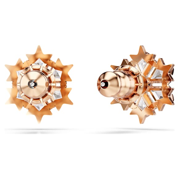 Magic stud earrings, Snowflake, White, Rose gold-tone plated - Swarovski, 5627348