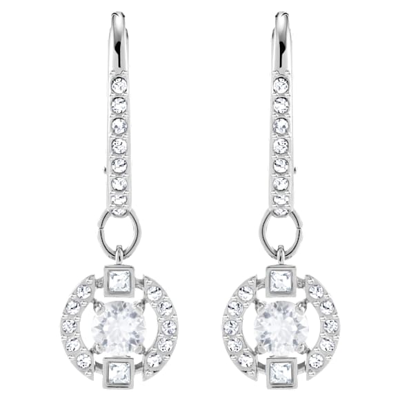 Swarovski Sparkling Dance 水滴形耳环, 圆形切割, 密镶, 白色, 镀铑 - Swarovski, 5627349
