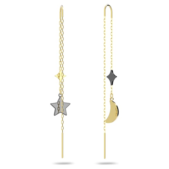Symbolica drop earrings, Moon and star, Blue, Mixed metal finish - Swarovski, 5627351