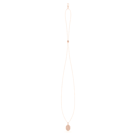 Signum 链坠, 天鹅, 长款, 白色, 镀玫瑰金色调 - Swarovski, 5628549