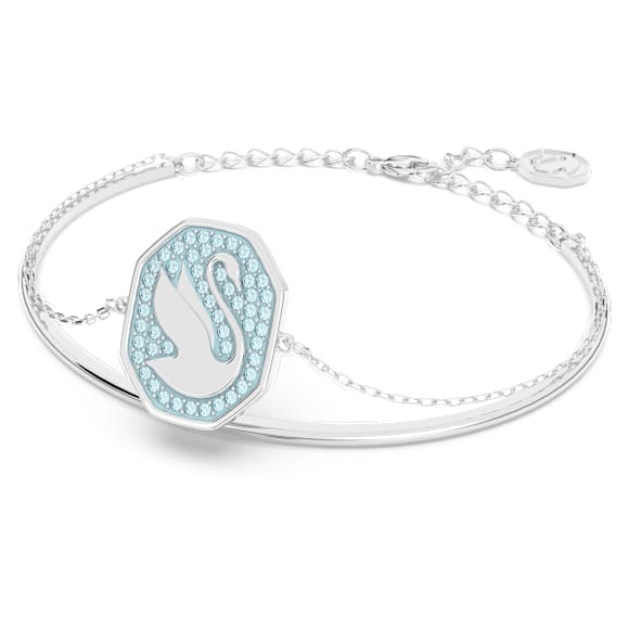 Bracelet-jonc Signum, Cygne, Bleu, Métal rhodié - Swarovski, 5628552