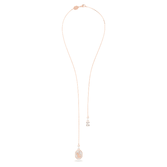 Collar en Y Signum, Cisne, Blanco, Baño tono oro rosa - Swarovski, 5628565