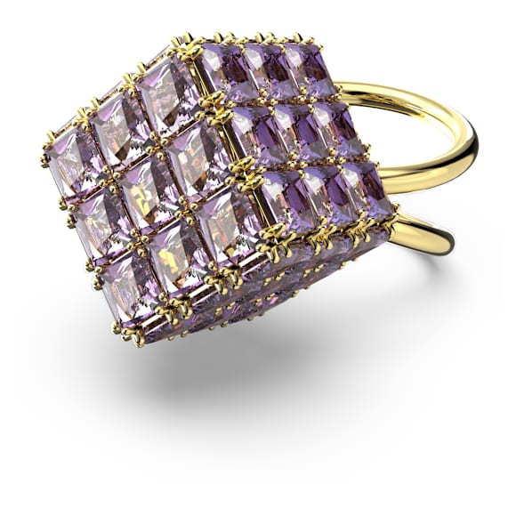 Curiosa cocktail ring, Square cut, Purple, Gold-tone plated - Swarovski, 5629238