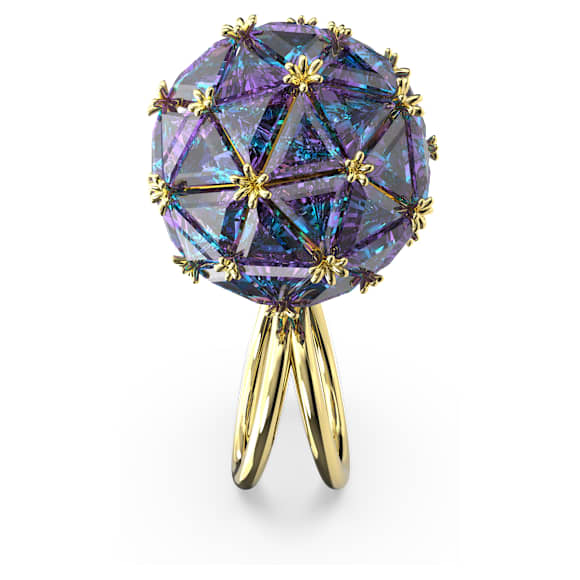 Curiosa cocktail ring, Triangle cut, Blue, Gold-tone plated - Swarovski, 5630306