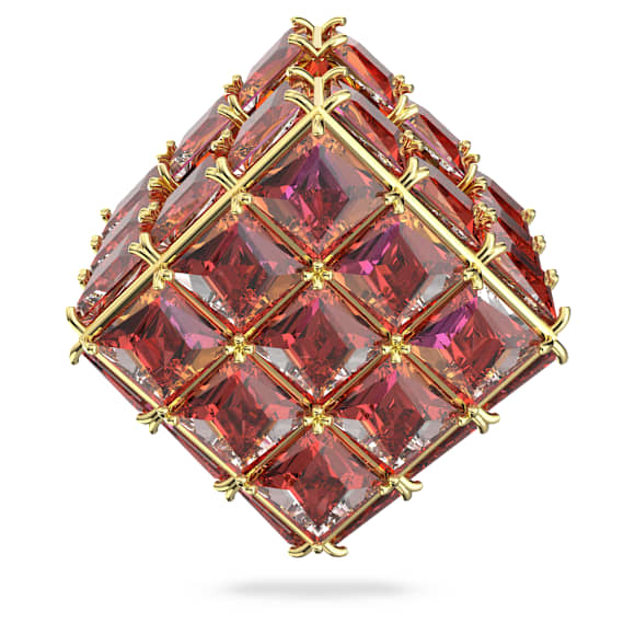 Curiosa stud earring, Single, Square cut, Orange, Gold-tone plated - Swarovski, 5630313
