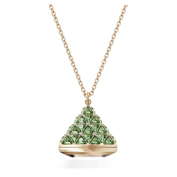 Reloj colgante, Talla triangular, Verde, Acabado tono oro champán - Swarovski, 5631146