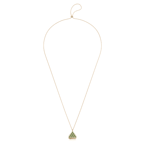 Pendant watch, Triangle cut, Green, Champagne gold-tone finish - Swarovski, 5631146