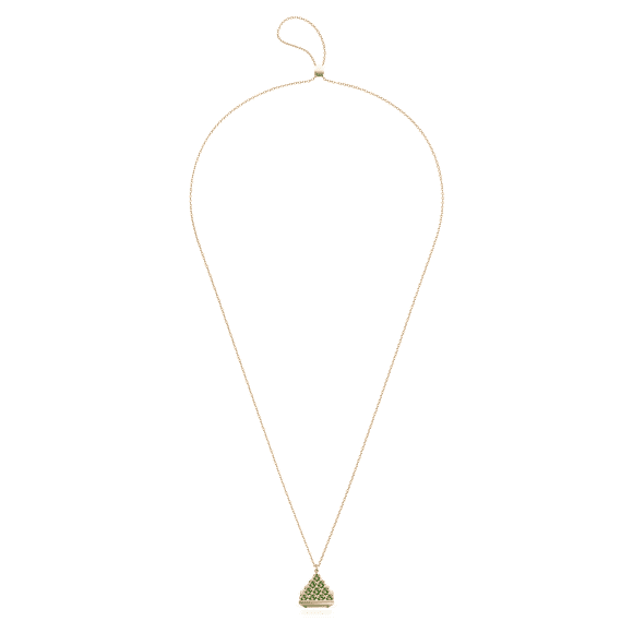 Pendant watch, Triangle cut, Green, Champagne gold-tone finish - Swarovski, 5631146