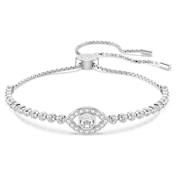 Matrix bracelet, Evil eye, White, Rhodium plated - Swarovski, 5632062