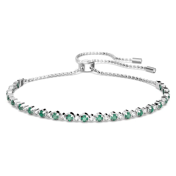 Matrix armband, Ronde slijpvorm, Groen, Rodium toplaag - Swarovski, 5632064