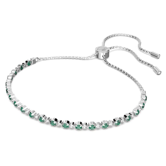 Matrix armband, Ronde slijpvorm, Groen, Rodium toplaag - Swarovski, 5632064