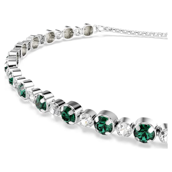 Brățară Matrix, Tăietură rotundă, Verde, Placat cu rodiu - Swarovski, 5632064