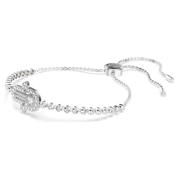 Matrix bracelet, Hand, White, Rhodium plated - Swarovski, 5632065