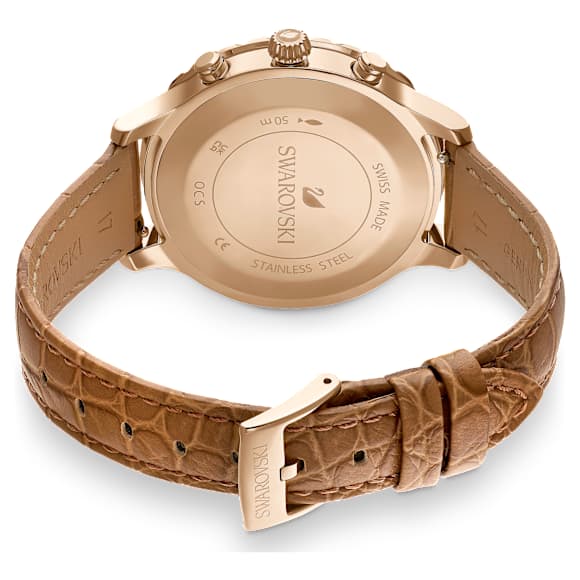 Orologio Octea Lux Chrono, Fabbricato in Svizzera, Cinturino in pelle, Marrone, Finitura in tono dorato - Swarovski, 5632260