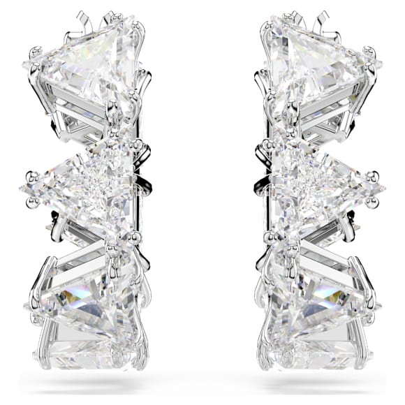 Ortyx halka küpeler, Üçgen kesim, Küçük, Beyaz, Rodyum kaplama - Swarovski, 5632467