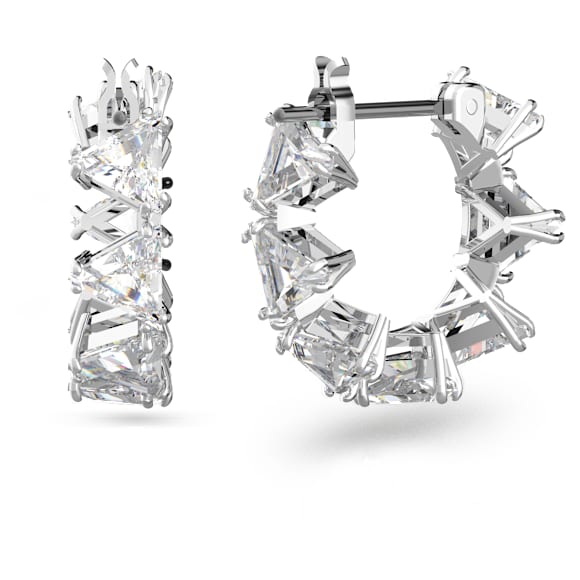 Ortyx karika fülbevaló, Háromszög metszés, Kicsi, Fehér, Ródium bevonattal - Swarovski, 5632467