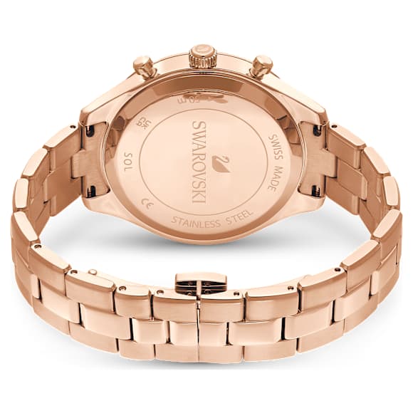 Octea Lux Sport watch, Swiss Made, Metal bracelet, Red, Rose gold-tone finish - Swarovski, 5632475