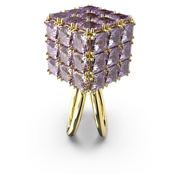 Curiosa cocktailring, Square slijpvorm, Paars, Goudkleurige toplaag - Swarovski, 5633643