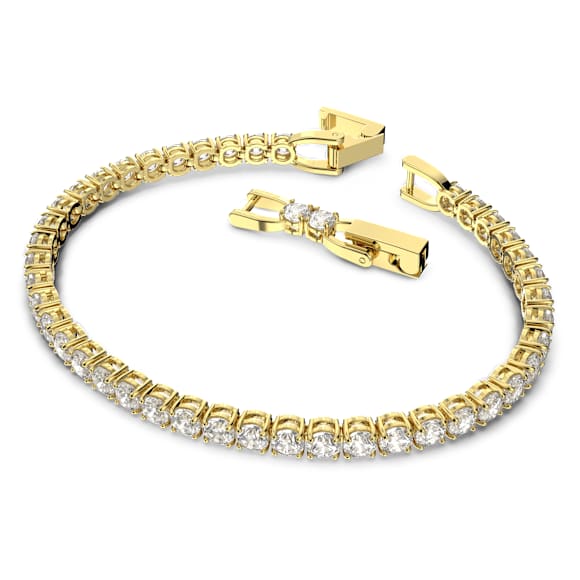 Matrix Tennis bracelet, Round cut, White, Gold-tone plated - Swarovski, 5633859