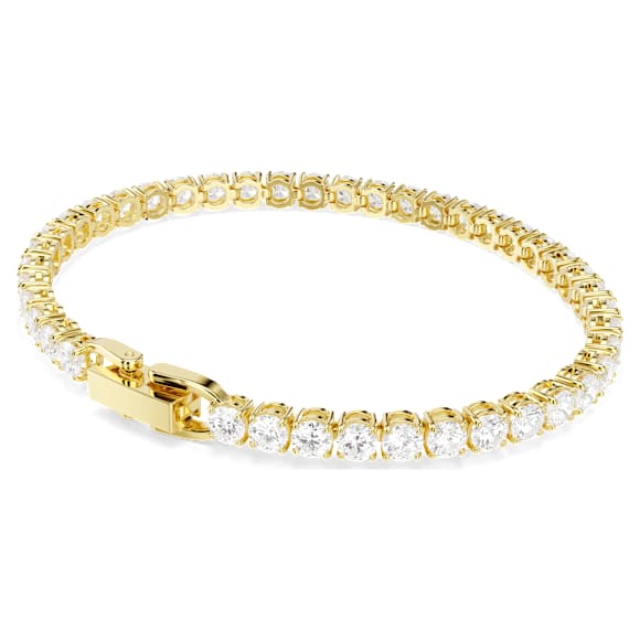 Bracelet Tennis Matrix, Taille ronde, Blanc, Placage de ton or - Swarovski, 5633859